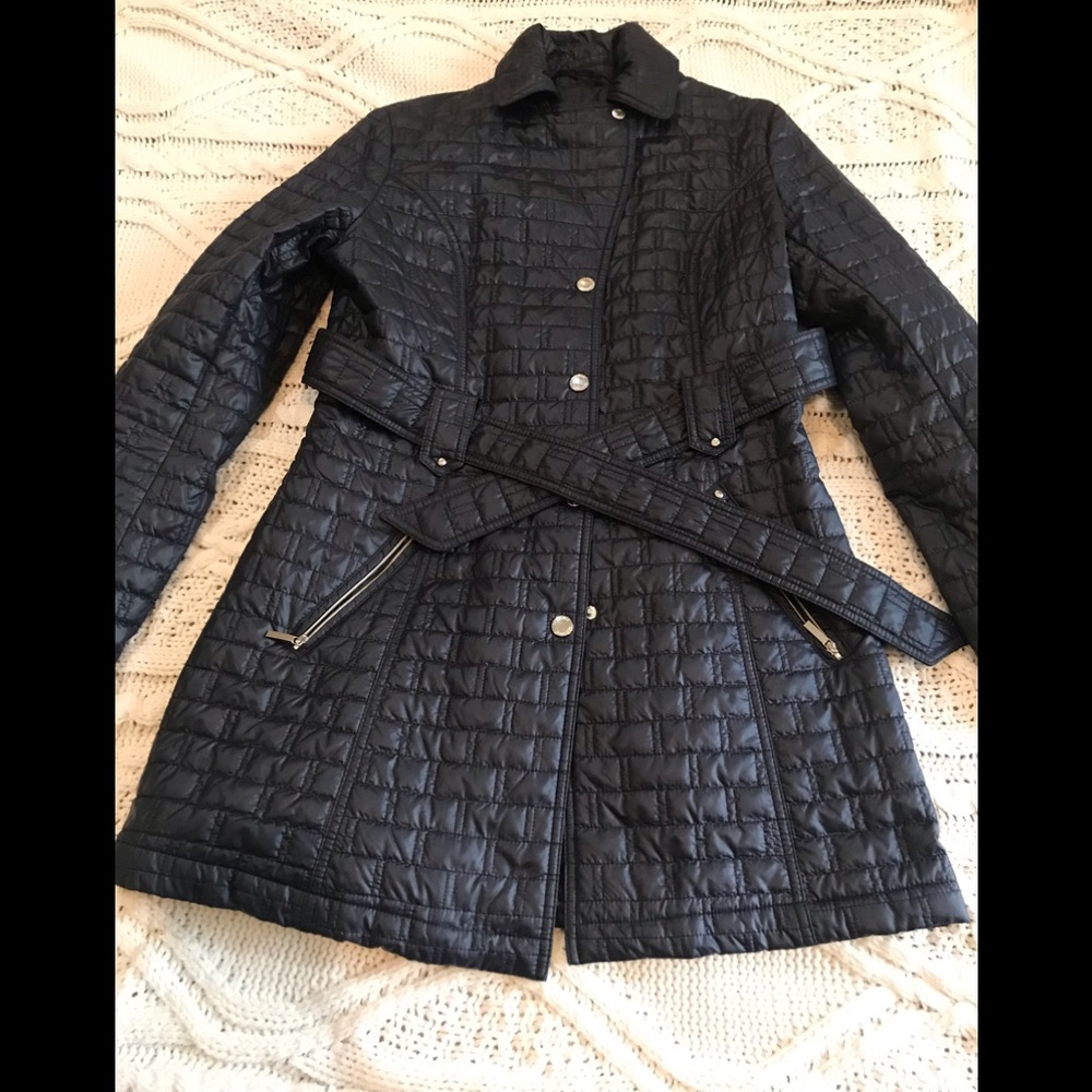 Laundry/Shelli Segal Sz M navy blue quilted coat